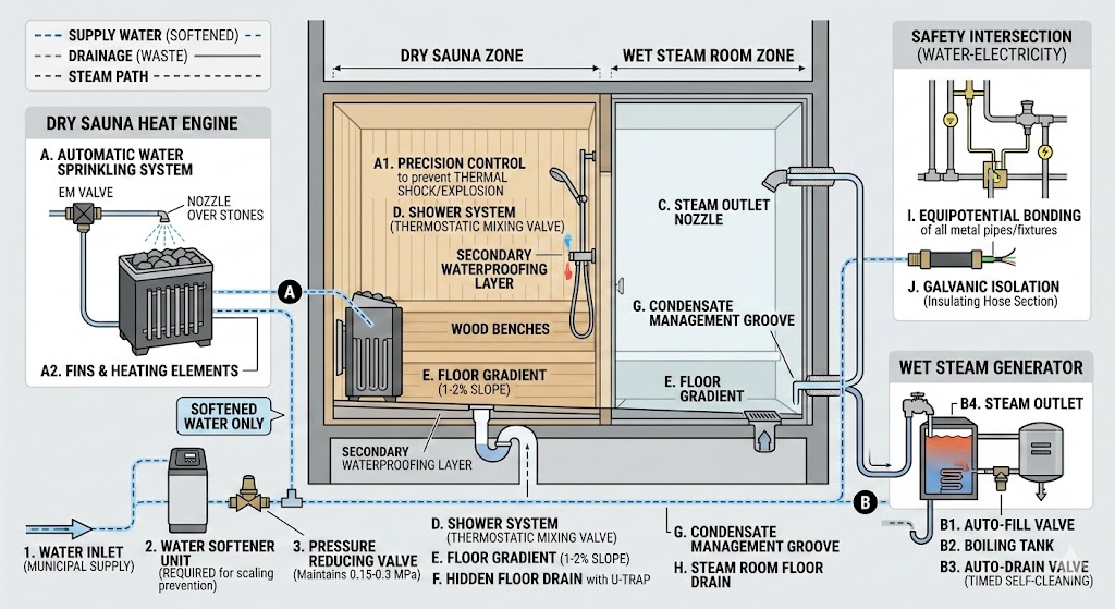 Plumbing System Planning and Technical Analysis for Sauna Rooms