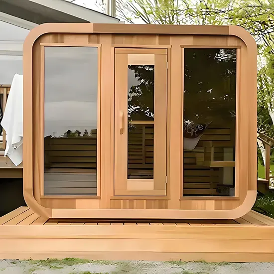 Customizable Outdoor Hemlock Sauna Room with Sauna Stove