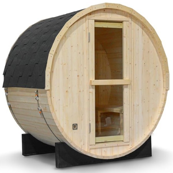 Outdoor wooden bucket sauna room